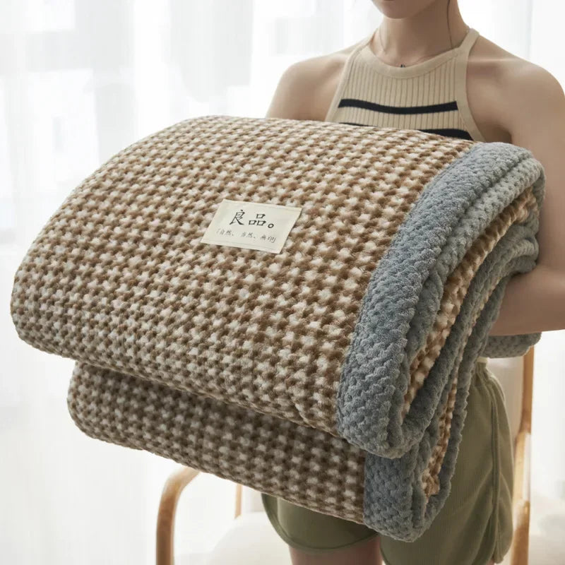 Throw Blanket- Chenille Yarn Knitted