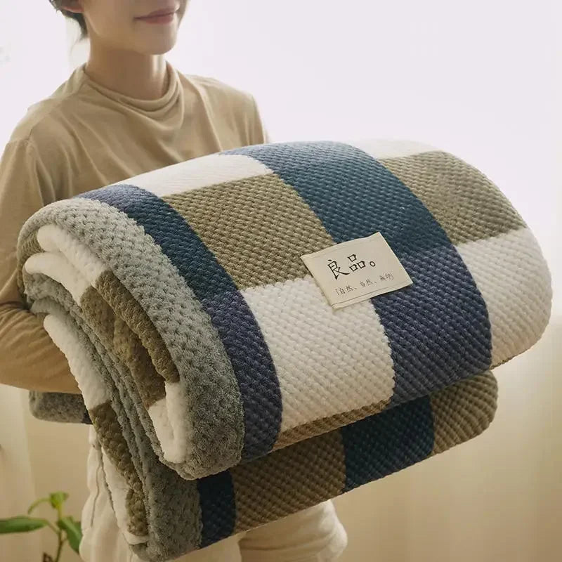 Throw Blanket- Chenille Yarn Knitted
