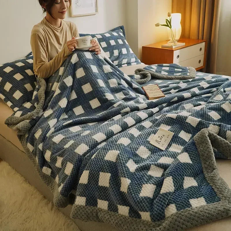 Throw Blanket- Chenille Yarn Knitted