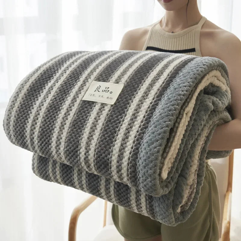 Throw Blanket- Chenille Yarn Knitted